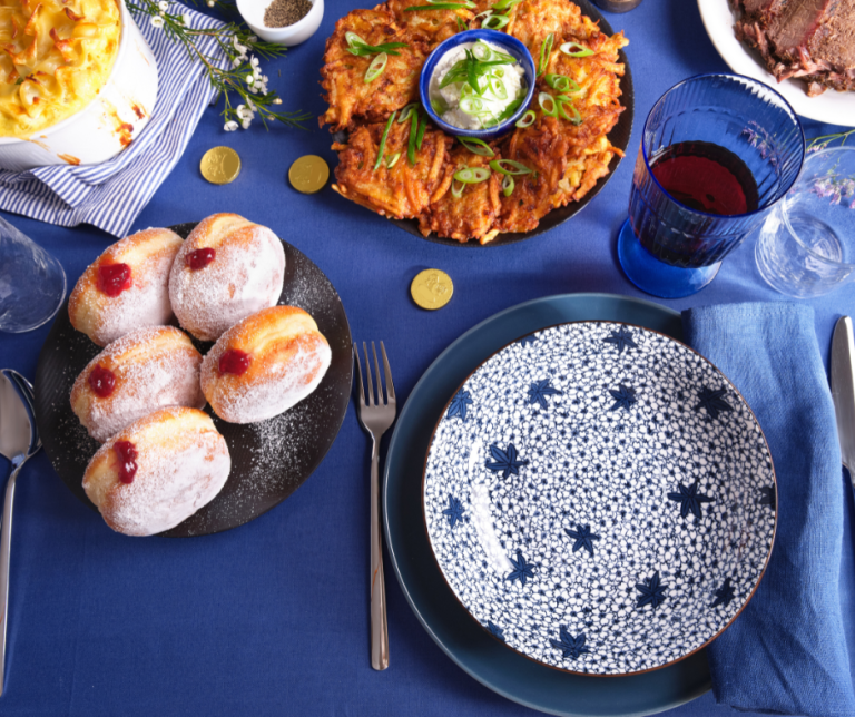 Hanukkah food with applesauce