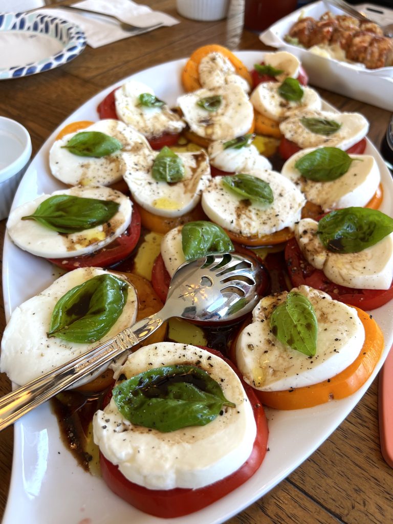 caprese platter with fresh mozzarella 